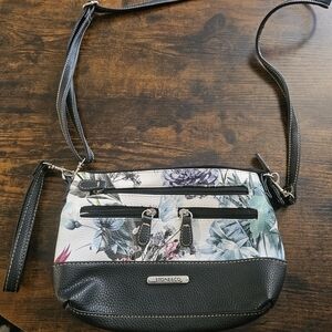Stone & Co. Black and Floral Patterned Crossbody Bag